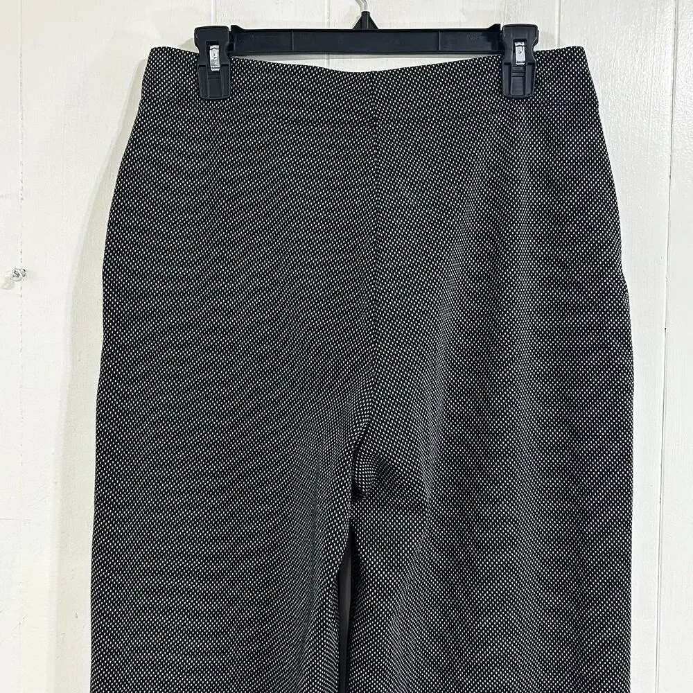 Max Studio Women Black White Pants Size Large Pull On Wide Leg Elastic Waist